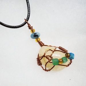 SALE!!! Boho Yellow Quartz Crystal Pendant Necklace